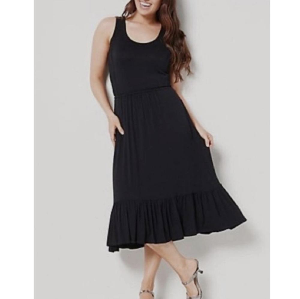 NWOT J Jason Wu Black Soft Sleeveless Midi Dress Size 1X